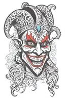 Jester Venice mask evil tattoo design idea