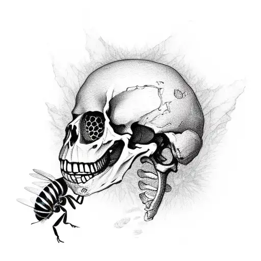 skeleton ripping itself from honey bee shedding honey slime terrifying  tattoo design idea