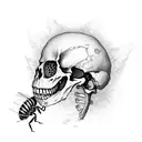 skeleton ripping itself from honey bee shedding honey slime terrifying  tattoo design idea
