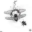 skeleton ripping itself from honey bee shedding honey slime terrifying  tattoo design idea