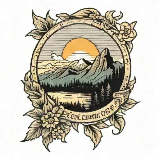 Blueridge Moutains with sun shining brightly tattoo design idea