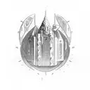 Bricks with fire and money tattoo design idea