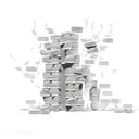 Bricks with fire and money tattoo design idea