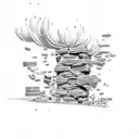 Bricks with fire and money tattoo design idea