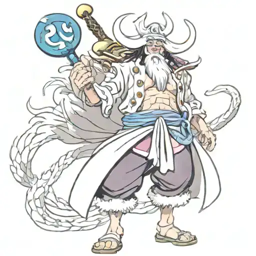 kaido and white beard one piece anime character wielding tattoo design idea