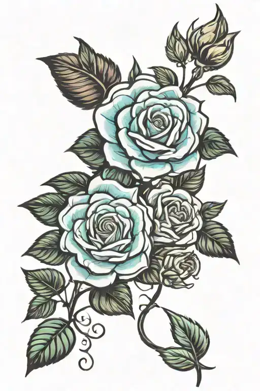 the name Aubrey in a rose stem  tattoo design idea