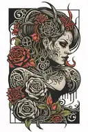 Goth black LineS spraying spreading around traditional color tattoos  tattoo design idea