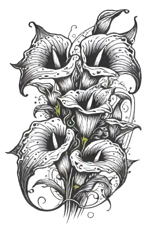 calla lily flowers with splatters and vines  tattoo design idea