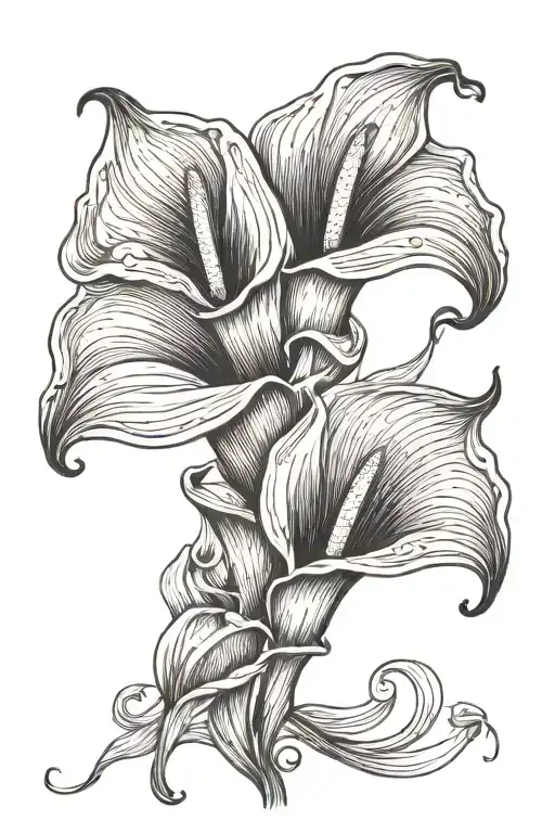 calla lily flowers intertwined tattoo design idea