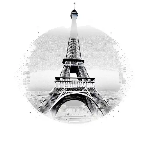Eiffel tower with text : "Dao bi sve pariške kapije za onu staru ispred tvoje avlije" tattoo design idea