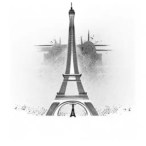 Eiffel tower with text : "Dao bi sve pariške kapije za onu staru ispred tvoje avlije" tattoo design idea