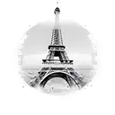 Eiffel tower with text : "Dao bi sve pariške kapije za onu staru ispred tvoje avlije" tattoo design idea
