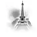 Eiffel tower with text : "Dao bi sve pariške kapije za onu staru ispred tvoje avlije" tattoo design idea