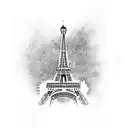 Eiffel tower with text : "Dao bi sve pariške kapije za onu staru ispred tvoje avlije" tattoo design idea