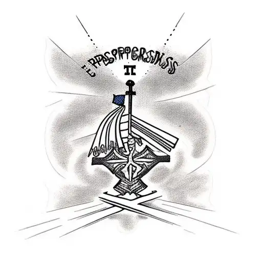 The sentence "Everything happens for a reason" and Jesus's cross merged into it tattoo design idea