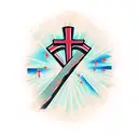 The sentence "Everything happens for a reason" and Jesus's cross merged into it tattoo design idea