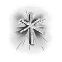 The sentence "Everything happens for a reason" and Jesus's cross merged into it tattoo design idea