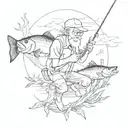 in memory of grandpa fishing tattoo design idea