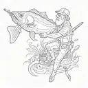 in memory of grandpa fishing tattoo design idea