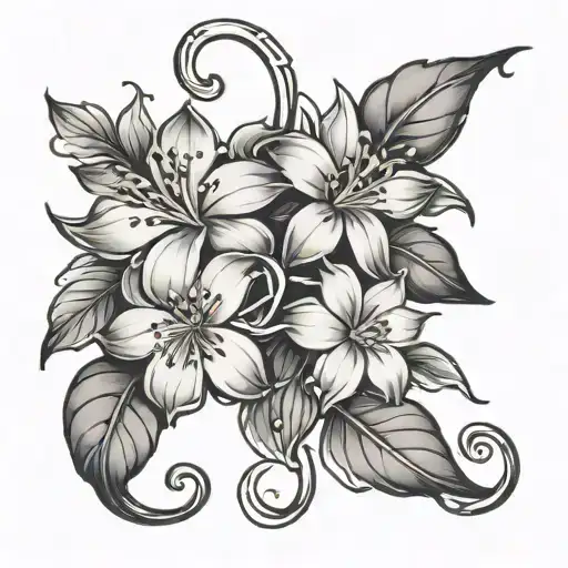 jasmine flower vine tattoo design idea