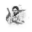 Create a video game sleeve including elements from Red Dead Redemption, The Legend of Zelda and The Last of Us tattoo design idea