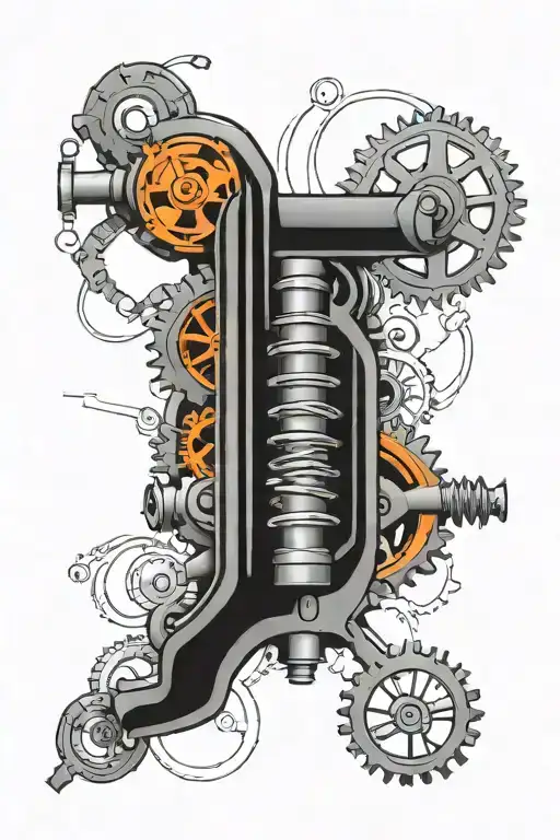 biomechanical gears and pumps tattoo design idea