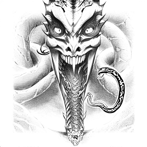 serpent demon tattoo design idea