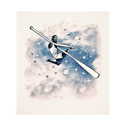I want a tattoo of a pole vaulter vaulting into space with the words the sky is the limit  tattoo design idea