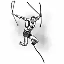 The tattoo features a dynamic pole vaulter in mid-air clearing the vault with a long pole held firmly in their hands. Th tattoo design idea