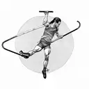 The tattoo features a dynamic pole vaulter in mid-air clearing the vault with a long pole held firmly in their hands. Th tattoo design idea