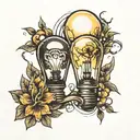 darkness vs light bulb tattoo design idea