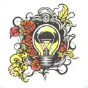 darkness vs light bulb tattoo design idea