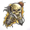 darkness vs light bulb tattoo design idea