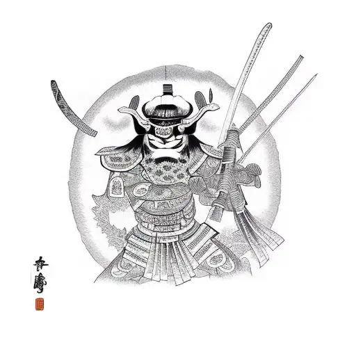 katana with japanese word warrior  tattoo design idea