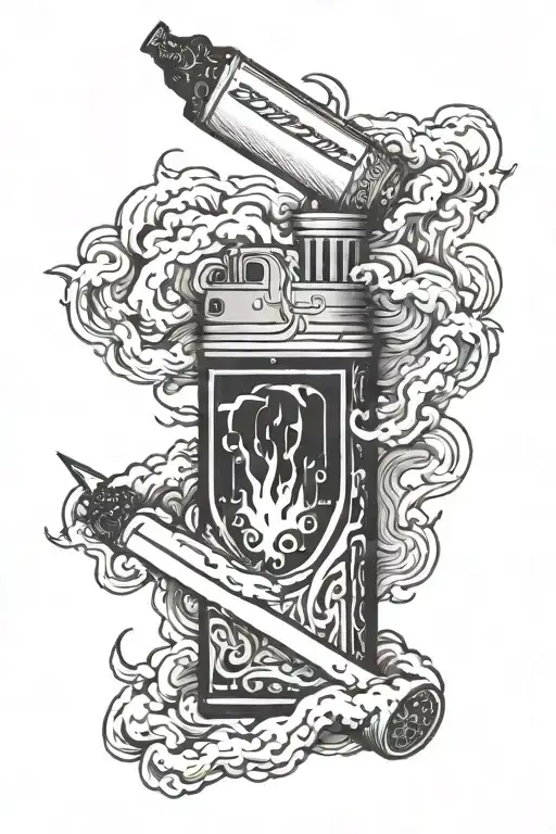 Cigarette out, storm lighter tattoo design idea