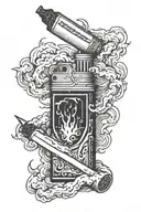 Cigarette out, storm lighter tattoo design idea