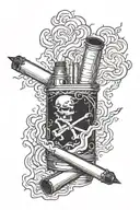 Cigarette out, storm lighter tattoo design idea