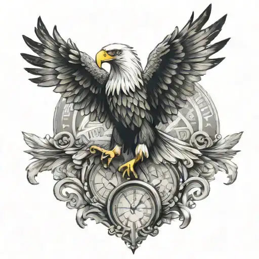 eagle wing and roman numerals tattoo design idea