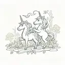 An imaginative tattoo of baby unicorns playing in a magical forest tattoo design idea