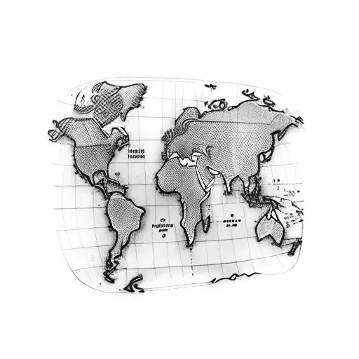 World map with motorcycle routes highlighted tattoo design idea