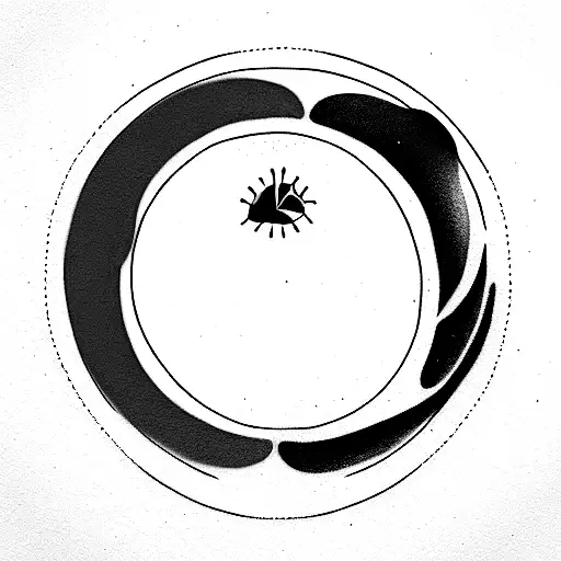 enso circle of life with basketball inside tattoo design idea