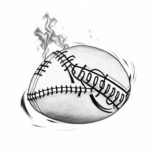 A sketch of a football player with a paintbrush in one hand and a football in the other tattoo design idea