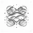 An ocean waves made on moons inside a square tattoo design idea