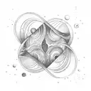 An ocean waves made on moons inside a square tattoo design idea