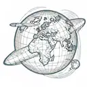Globe with an airplane flying over a world tattoo design idea
