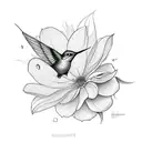 a humming bird and a flower with the words O dia amanheceu tão lindo eu durmo e acordo sorrindo tattoo design idea