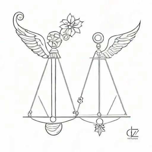 Libra and gemini zodiac sign tattoo design idea