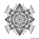 A geometric pattern inspired by Indian mandalas with hidden wrestling symbols tattoo design idea