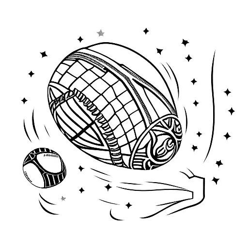 afl football ball, beer mug and a netball with the initial S  tattoo design idea