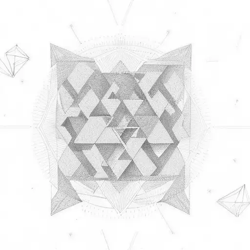  lavender with geometric triangles, circles, and lines around it tattoo design idea